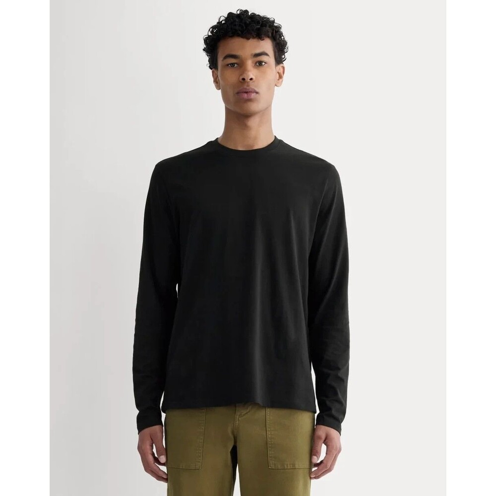EVERLANE Men's The Essential Organic Long Slv Uniform Tee L Black Cotton NWT B5